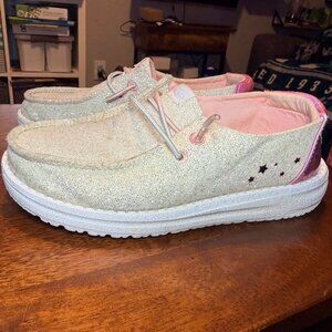 Hey Dude Wendy Iridescent Star Slip-On Shoes Girls C13 Sparkle